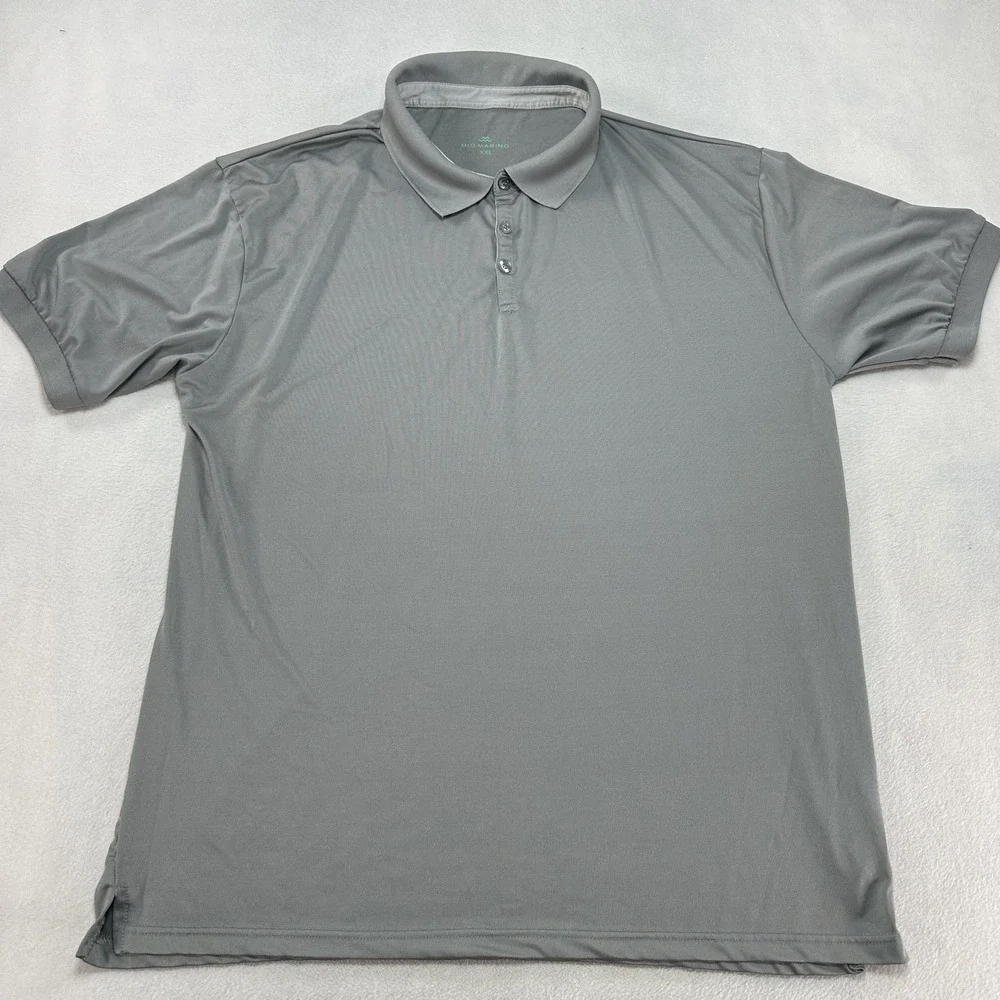 Mio Marino Polo Shirt Mens 2XL Gray Performance Stretch Short Sleeve Golf Casual